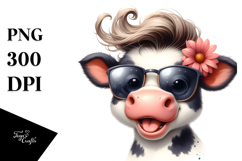 Baby Cow with Flower in Mouth PNG Product Image 1