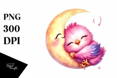 Cuddling Moon Baby Chicken PNG Product Image 1