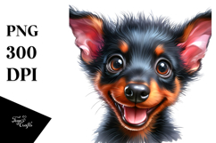 Baby Doberman Pinscher with Big Eyes PNG Product Image 1