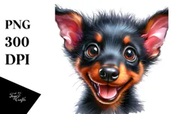 Baby Doberman Pinscher with Big Eyes PNG Product Image 1