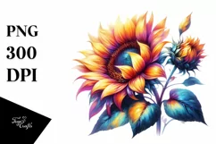 Vibrant Abstract with Sunflower, Transparent PNG Product Image 1