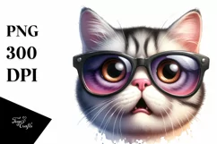 Cute Cat Portrait in Sunglasses Clipart Product Image 3