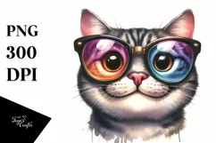 Cute Cat Portrait in Sunglasses Clipart Product Image 1