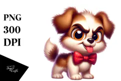 Silly Cartoon Puppy with Bow Tie, Cartoony Vector Art Product Image 1