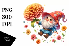 Colorful Gnome with Zinnia | Sublimation | Clipart Product Image 3