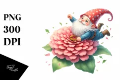 Colorful Gnome with Zinnia | Sublimation | Clipart Product Image 1