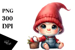 Digital Baby Gnome with Big Eyes PNG Product Image 1