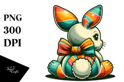 Colorful Retro Bunny Vintage Bow PNG Product Image 1