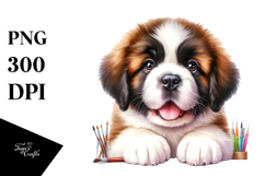 Watercolor Baby Saint Bernard PNG Product Image 1
