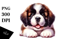 Watercolor Baby Saint Bernard PNG Product Image 1