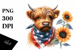 Proud Highland Cow with Sunflower | Clipart Product Image 3