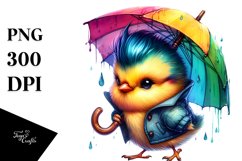 Quirky Bird with Umbrella PNG Product Image 3