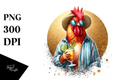 Stylish Chicken in Beachwear PNG Product Image 1