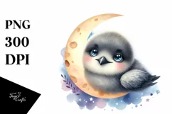 Cute Colorful Arctic Skua with Moon | Clipart Product Image 1