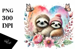 Cute Baby Sloth, Heart PNG Product Image 1