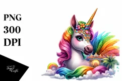Colorful Unicorn with Rio Carnival, PNG Product Image 1