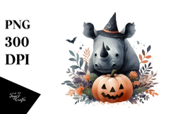 Simple Watercolor Rhino PNG Product Image 1