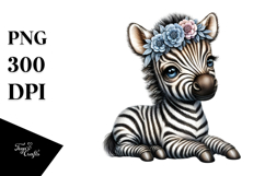 Digital Watercolor Adorned Baby Zebra PNG Product Image 1