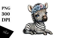 Digital Watercolor Adorned Baby Zebra PNG Product Image 1