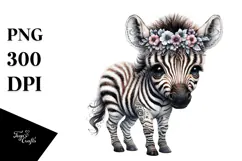 Digital Watercolor Adorned Baby Zebra PNG Product Image 1