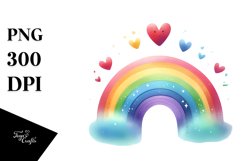 Simple Washed Watercolor Rainbow with Hearts Product Image 1