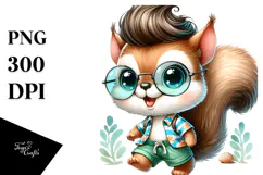 Watercolor Baby Squirrel PNG Product Image 1