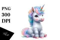 Colorful Baby Unicorn with Provencal Town PNG Product Image 3