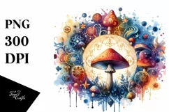 Vibrant Mushroom Tarot Art, PNG Product Image 1