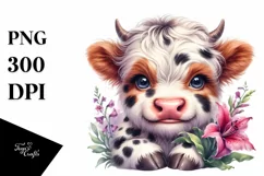 Watercolor Baby Highland Cow | Clipart Product Image 3