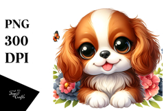 Cute Cartoon Cavalier King Charles Spaniel, PNG Product Image 1