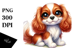 Watercolor Cute Cartoon Cavalier King Charles Spaniel, Product Image 1