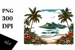 Vintage Tropical Island Beach | Sublimation | Clipart Product Image 3