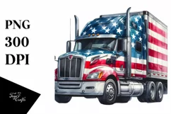 Watercolor Truck USA Colors Centered | Sublimation Clipart Product Image 1