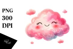 Very Simple Pinkish Smiling Cloud PNG Product Image 1