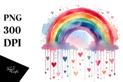 Colorful Rainbow with Hearts PNG Product Image 1