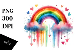 Colorful Rainbow with Hearts PNG Product Image 1