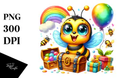Vibrant Smiling Bee, High-Res PNG Product Image 1