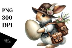 Dressed Bunny Vintage Egg PNG Product Image 1