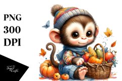 Adorable Baby Monkey with Autumn Vegetables Product Image 3