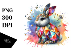 Colorful Bunny Made of Diamonds PNG Product Image 1