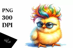 Goofy Sitting Chicken Watercolor PNG Product Image 3