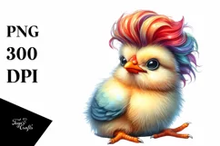 Funny Sitting Chicken Watercolor PNG Product Image 1