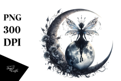 Gothic Fairy on the Moon, PNG Product Image 1