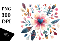 Colorful Simple Flower with Heart Petals PNG Product Image 1