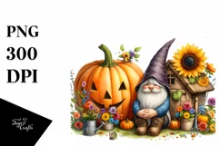 Colorful Gnome House with Pumpkin and Sunflower Product Image 1