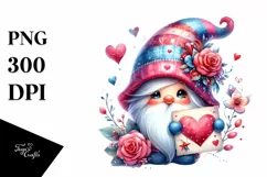 Cute Valentines Gnome on Star PNG Product Image 1