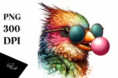Quirky Colorful Bird Sunglasses Sticker | Clipart Product Image 3