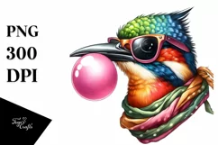 Quirky Colorful Bird Sunglasses Sticker | Clipart Product Image 3