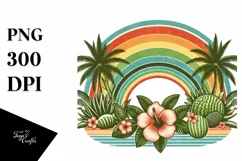 Vintage Tropical Rainbow Flower Sticker | Clipart Product Image 3