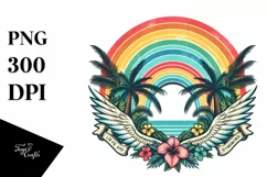 Vintage Tropical Rainbow Flower Sticker | Clipart Product Image 1